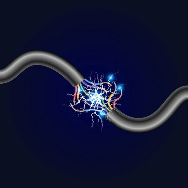 Rotura del cable eléctrico — Archivo Imágenes Vectoriales