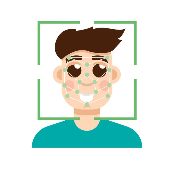 얼굴 인식 시스템 개념 — 스톡 벡터