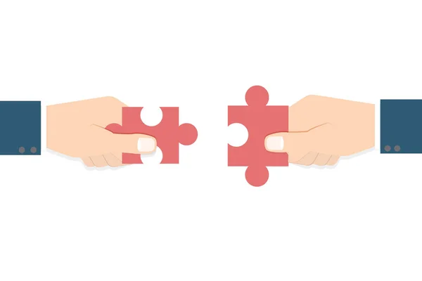 Zakenman handen met puzzel — Stockvector