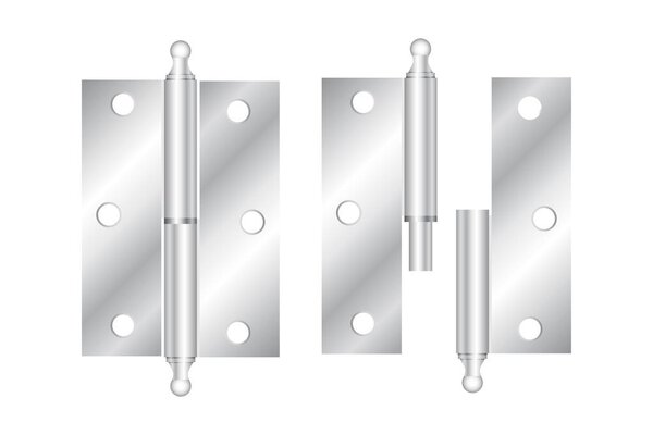 Realistic hinges stainless steel icons