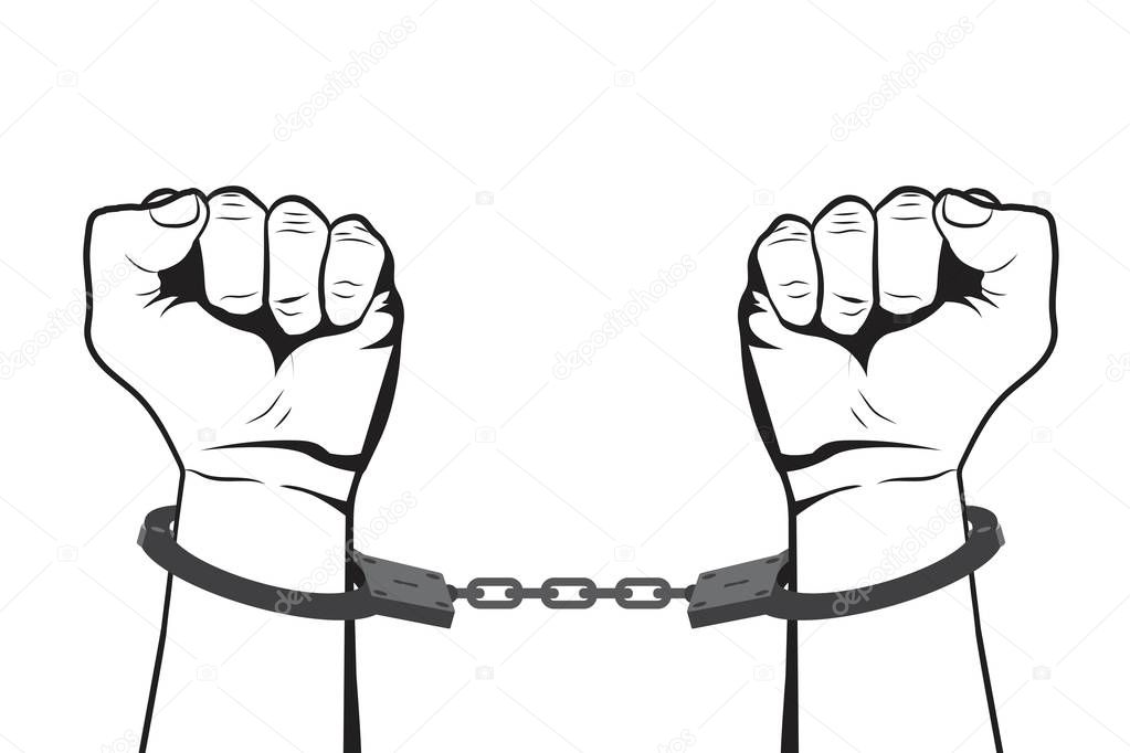 Shackled Hands in handcuffs