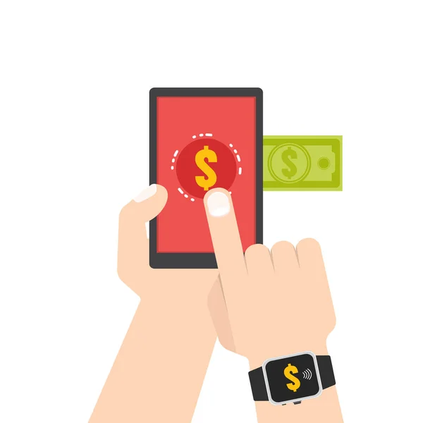 Mobil fizetés, e-banking koncepció — Stock Vector