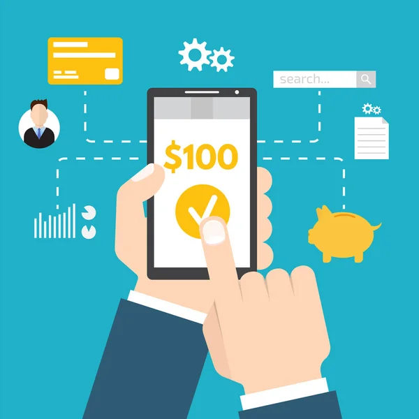 Mobilní platba, e bankovní koncepce — Stockový vektor