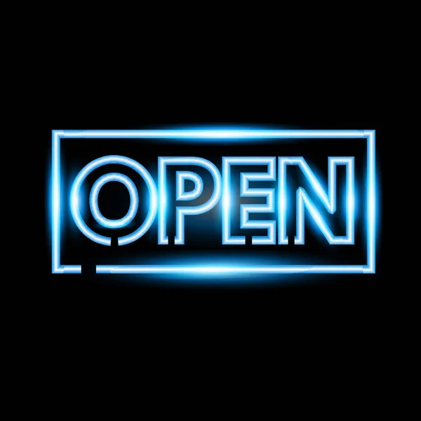 Realistische open neon teken banner — Stockvector