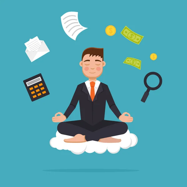 Trabajador de oficina meditando — Vector de stock