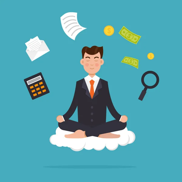 Pracownik biurowy, medytacji — Wektor stockowy