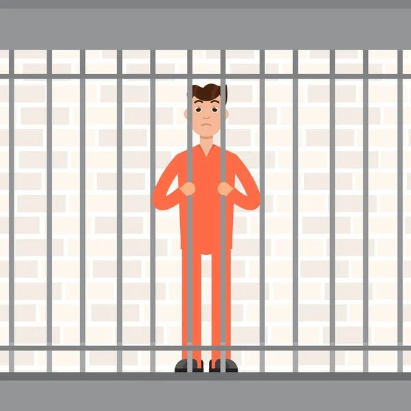 Condenado dentro da prisão Personagem —  Vetores de Stock