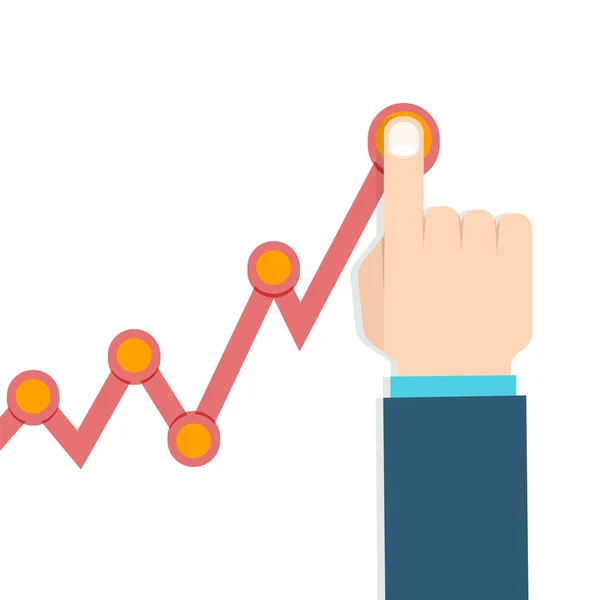 Hand Geschäftsmann auf Gewinn wachsende Graphik — Stockvektor