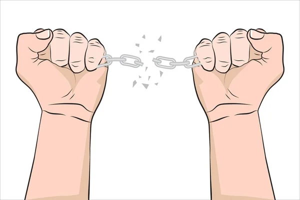 Hands breaking chain — Stock Vector