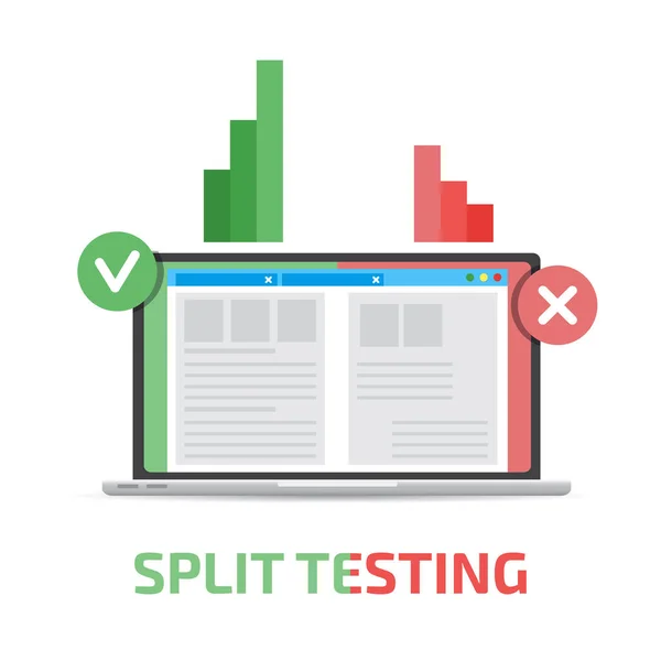 Comparación A-B. Prueba dividida. Concepto con illu de vector informático — Archivo Imágenes Vectoriales