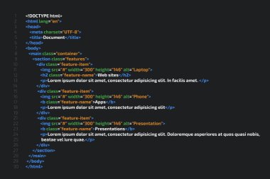 HTML code website. Coding, programming  concept. Vector illustration. clipart svg vector 