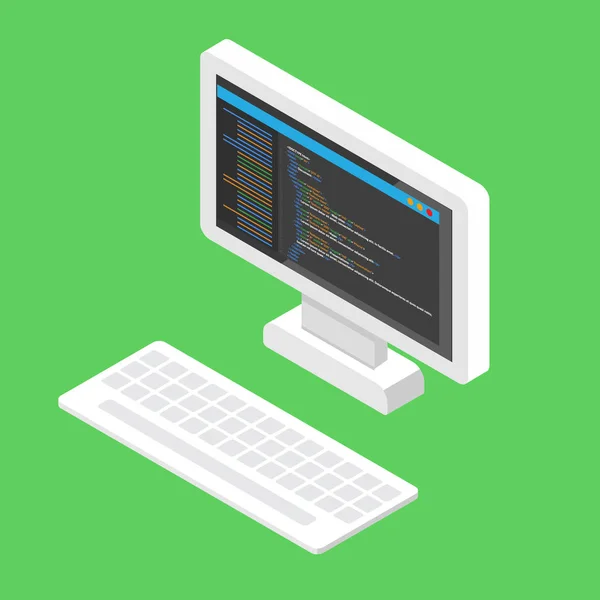 Html Code Webseite Desktop Codierung Programmierkonzept Vektorillustration — Stockvektor