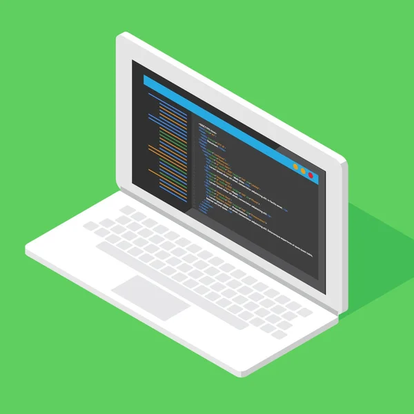 Sitio Web Código Html Codificación Por Ordenador Portátil Concepto Programación — Vector de stock