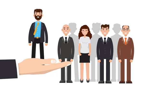 Employeur Choix Processus Recrutement Des Entreprises Gestion Groupe Employés Illustration — Image vectorielle