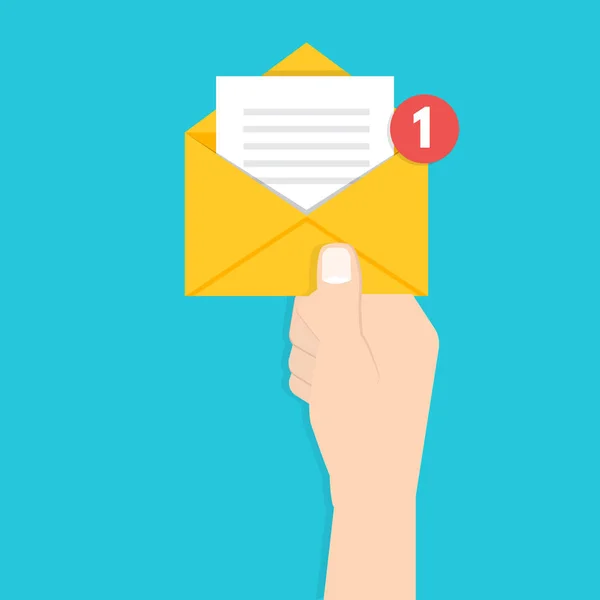 Obtenha Conceito Email Envelope Mão Com Notificação Ilustração Vetorial —  Vetores de Stock