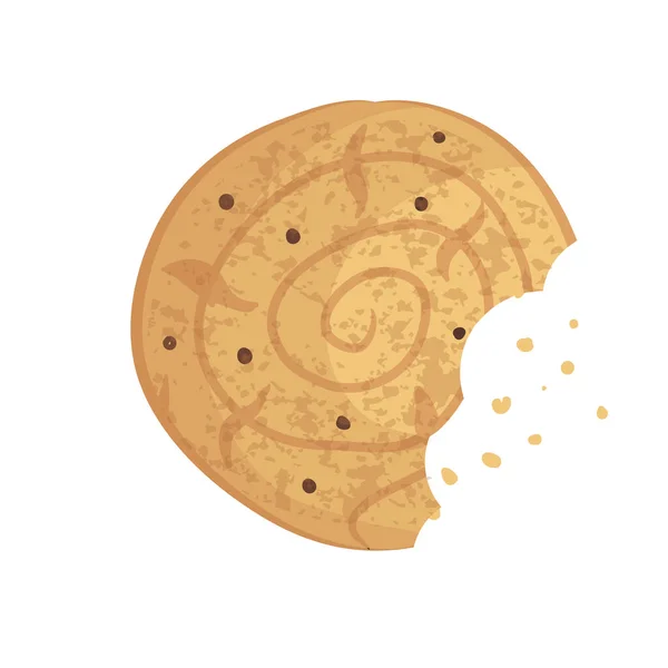 Ugryziony Chip Cookie Dziadek Orzechów Herbatniki Ilustracja Wektorowa — Wektor stockowy