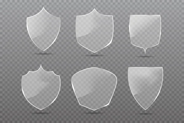 透明玻璃护盾设置 隐私保护横幅 保护概念 矢量插图 — 图库矢量图片
