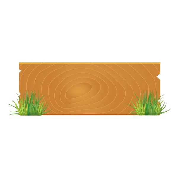 木质空白板标志春天时间用草 矢量插图 — 图库矢量图片