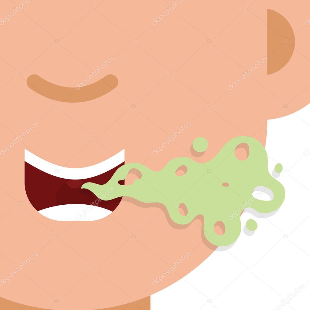 Bad breath, smells from a man's mouth. Vector illustration