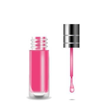 Gerçekçi oje 3d vektör çizim, şablon mockup cam şişe. 