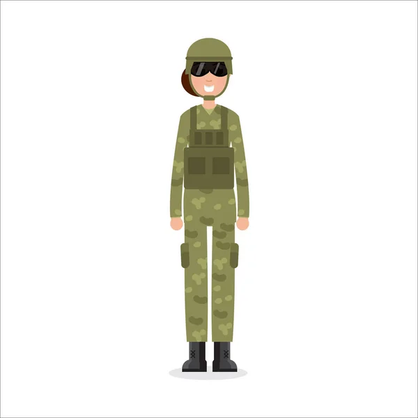 Mujer Del Ejército Camuflada Ilustración Vectorial — Archivo Imágenes Vectoriales