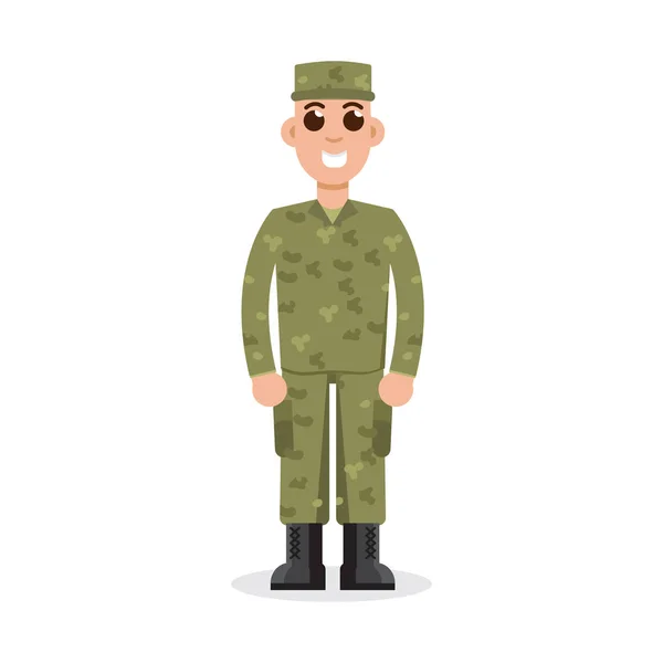 Hombre Soldado Del Ejército Estadounidense Camuflaje Ilustración Vectorial — Vector de stock