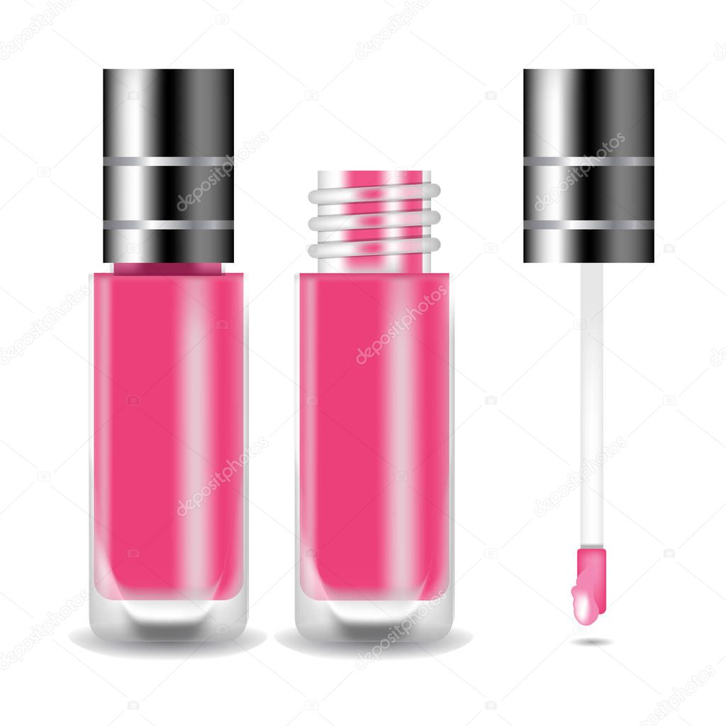 Realistic Liquid Lipstick for cosmetic brand mockup. Vector Illustration