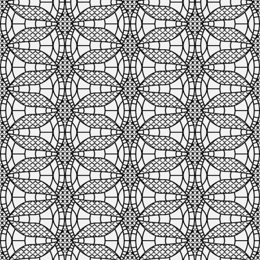 Beyaz bir arka plan üzerinde siyah beyaz Dikişsiz örgü dantel.