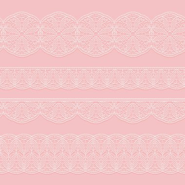 Sorunsuz dantel beyaz şeritler bir pembe dizi. Stil örgü tığ işi.