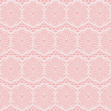 Beyaz ve pembe sorunsuz dantel kumaş.