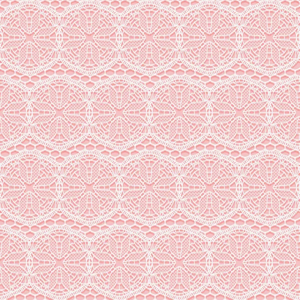 Witte en roze naadloze lace stof. — Stockvector