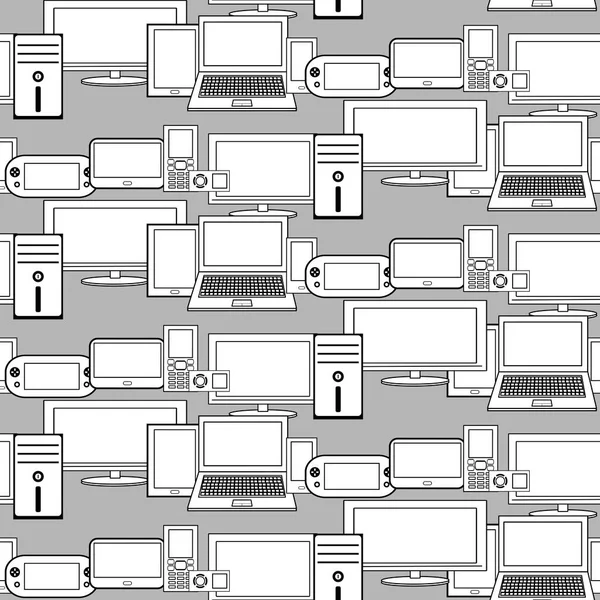 Seamless pattern from icons of electronic devices. — Stock Vector