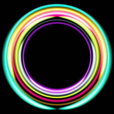 Neon renkli halkalar. Retro disko arka plan.