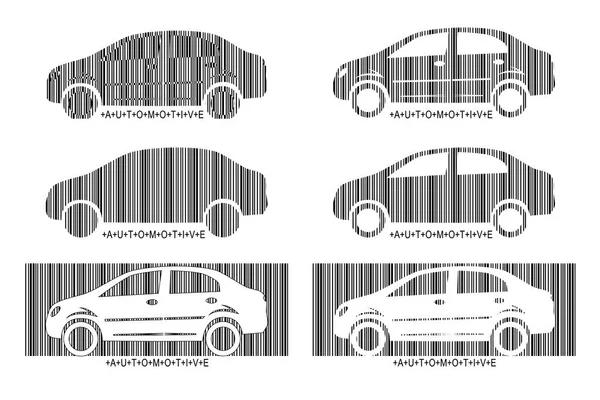 Voiture à code-barres. Set éléments de conception du marché automobile de réparation automobile . — Image vectorielle
