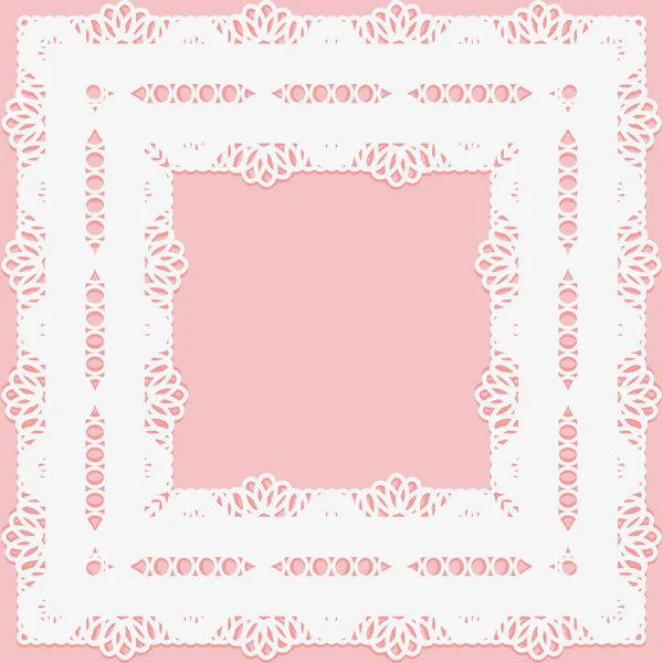 Marco de encaje calado sobre fondo rosa . — Archivo Imágenes Vectoriales