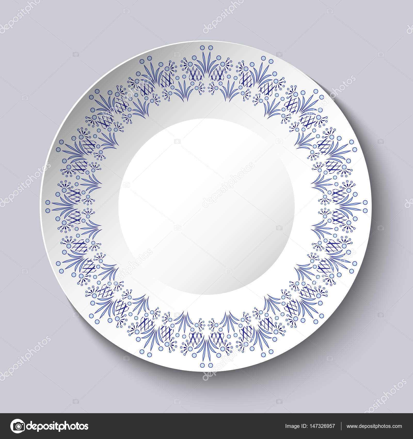 Vintage porcelain plate on clear Stylization Chinese