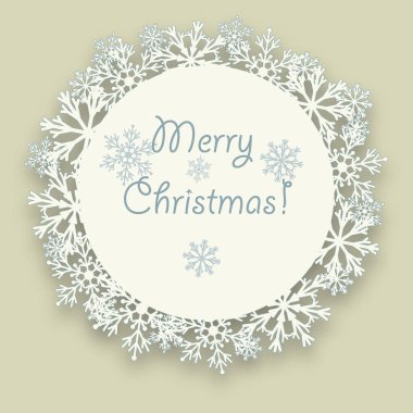 Kar taneleri ile gölge çemberi. Kış Noel ve yeni yıl tasarım öğesi.