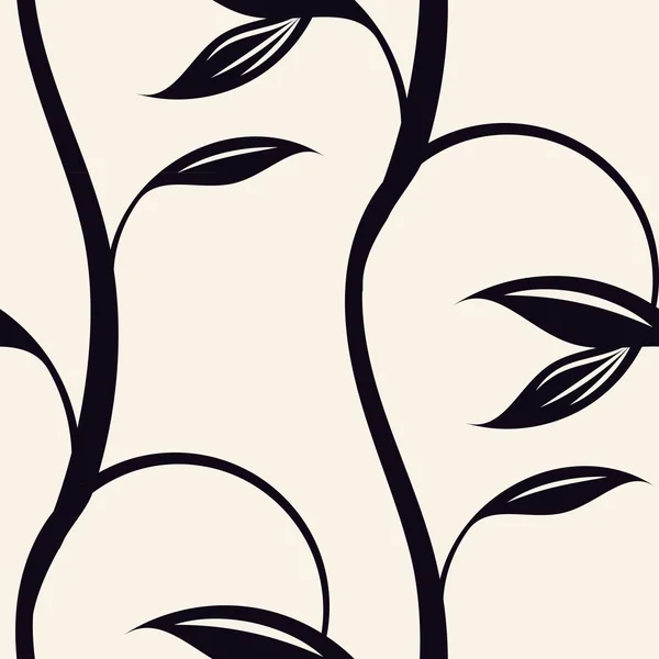 Nahtloses Muster von Kletterpflanzen. Monochrom schwarze Reben auf weißem Hintergrund. — Stockvektor