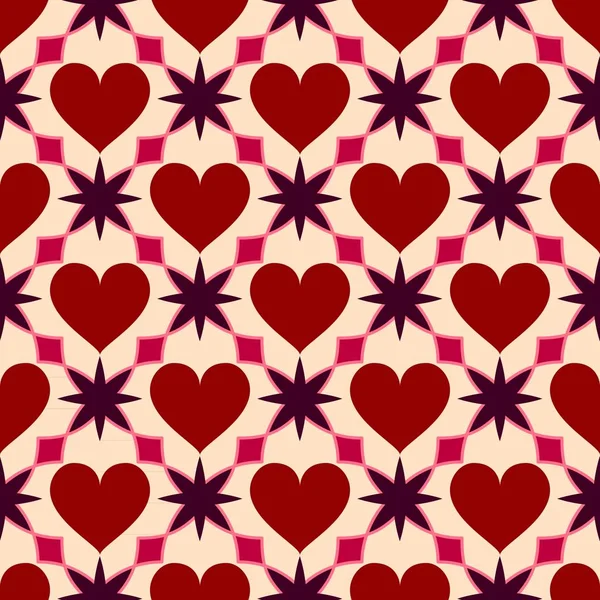 Hjärtat sömlös geometriska mönster. Alla hjärtans dag kärlek bakgrund. — Stock vektor