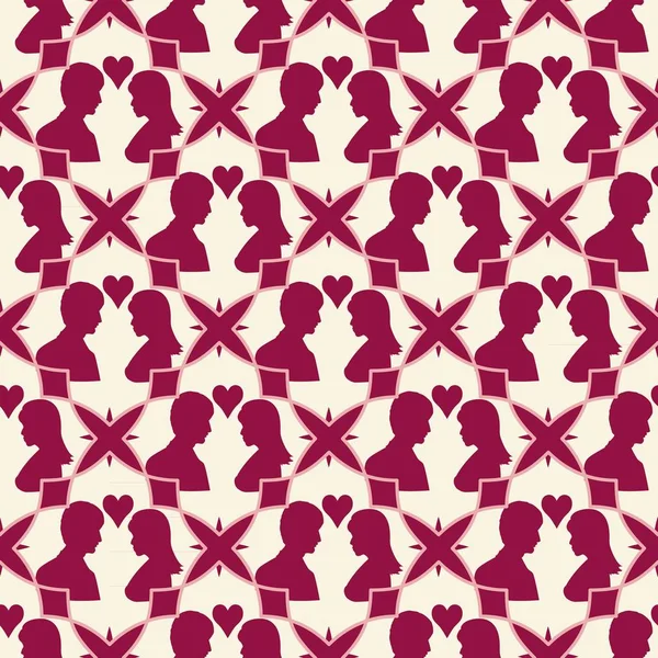 Love seamless geometric pattern. Valentine day background. — Stock Vector