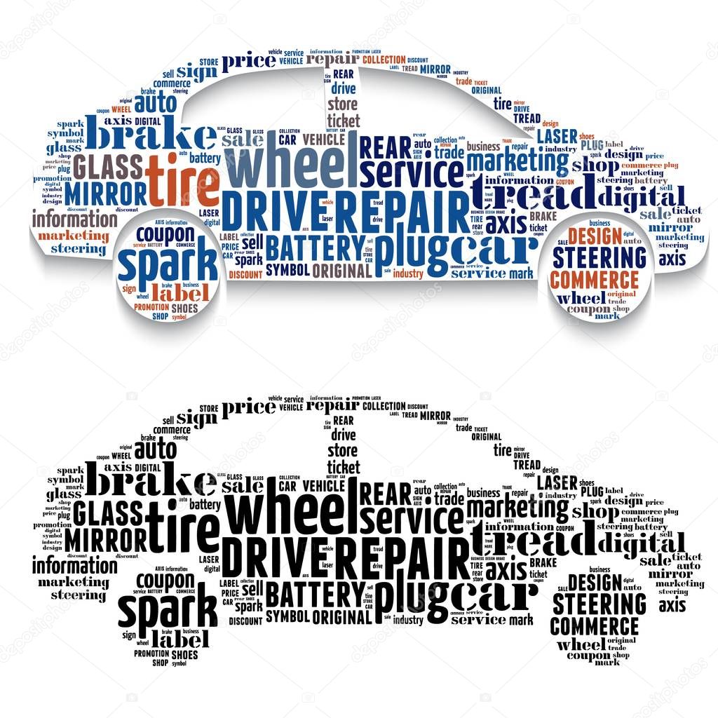 Tag cloud in the shape of the car.
