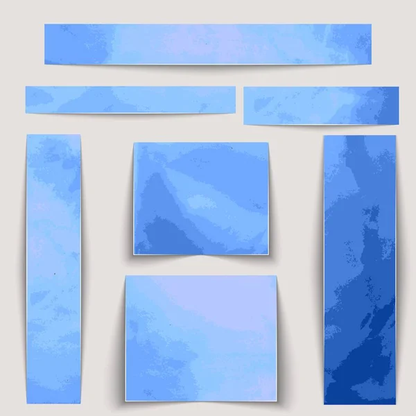 Bandeiras texturizadas. Textura manchas aquarela azul de tamanhos diferentes . — Vetor de Stock