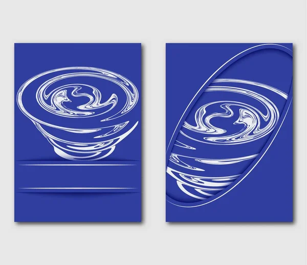 Modello di design per brochure o depliant. Copertina astratta blu con vortice di tornado stilizzato. Volantini relazione business magazine poster in formato A4 . — Vettoriale Stock