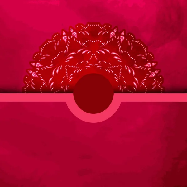 Tarjeta de textura roja o invitación con un mandala . — Archivo Imágenes Vectoriales