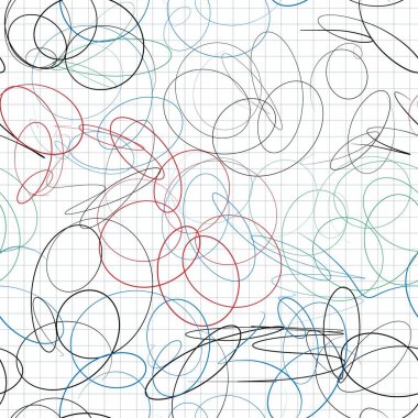 Karalama defter sayfasında bir kafeste seamless modeli. Necklac tükenmez kalem darbeleri doodles.