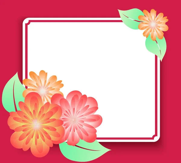 Greeting card frame with flowers. Template for invitations or messages. — Stock Vector