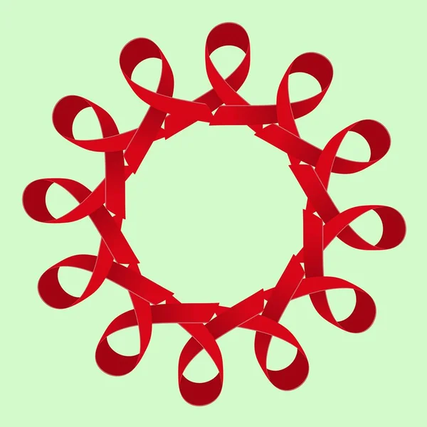 Círculo de lazos de lazos rojos. Concepto símbolos de la lucha contra el SIDA . — Archivo Imágenes Vectoriales