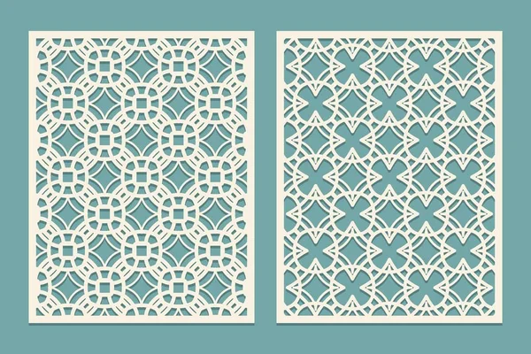 Die diseño de panel de corte por láser con figuras de formas geométricas. Plantilla para cortar papel, madera, plástico en estilo oriental. Ilustración vectorial . — Vector de stock