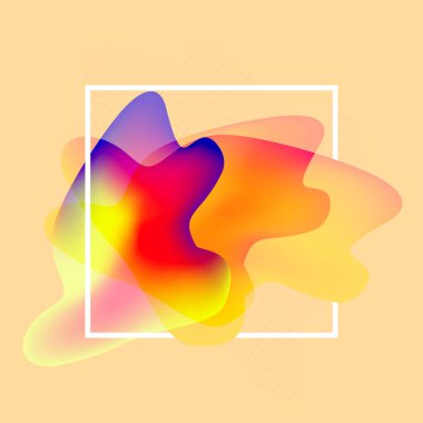 Beyaz kare çerçeveli modern soyut sıvı şekiller.