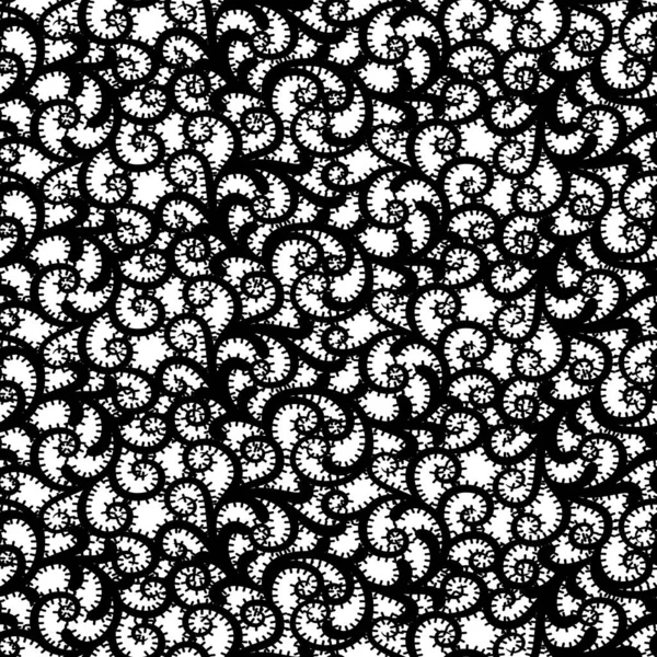 Naadloze kant stof textuur. Zwart en wit opengewerkte patroon achtergrond. — Stockvector